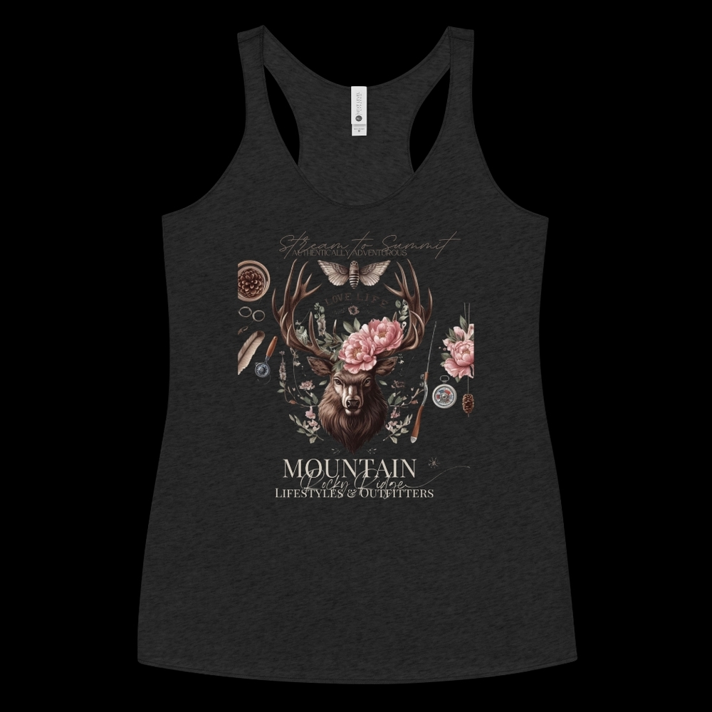 Exclusive Print Design Black Racerback Tan